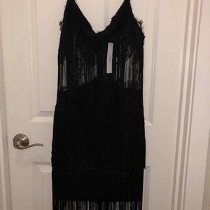 Lace Sequin Fringe Dress
